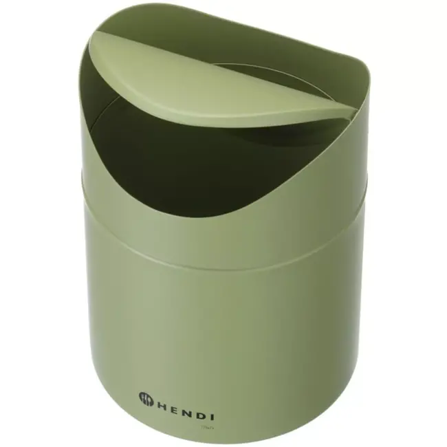 HENDI Tafelformaat prullenbak met schommeldeksel, 1,2L, Groen, ⌀120x(H)165mm Tafelformaat prullenbak met schommeldeksel