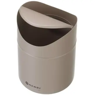 HENDI Tafelformaat prullenbak met schommeldeksel, 1,2L, Beige, ⌀120x(H)165mm Tafelformaat prullenbak met schommeldeksel
