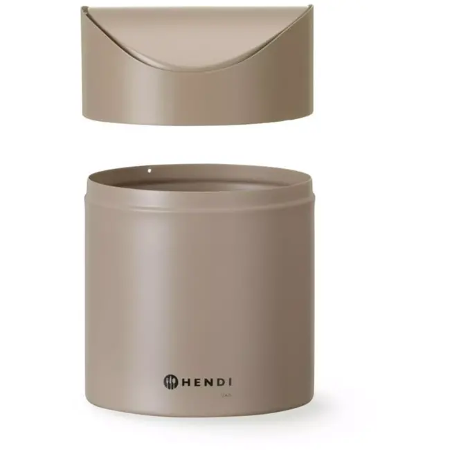 HENDI Prullenbak tafelmodel - gepoedercoat staal - schommeldeksel - 12x16,5 cm - beige 1,2 l