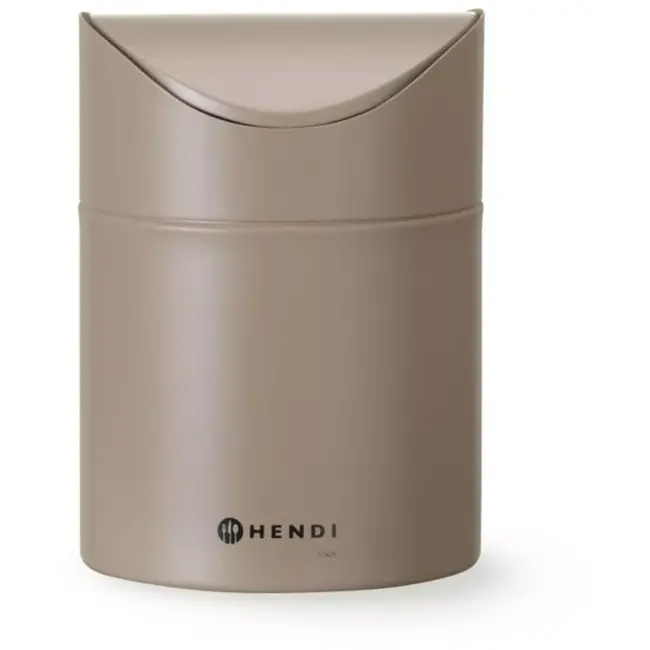 HENDI Prullenbak tafelmodel - gepoedercoat staal - schommeldeksel - 12x16,5 cm - beige 1,2 l