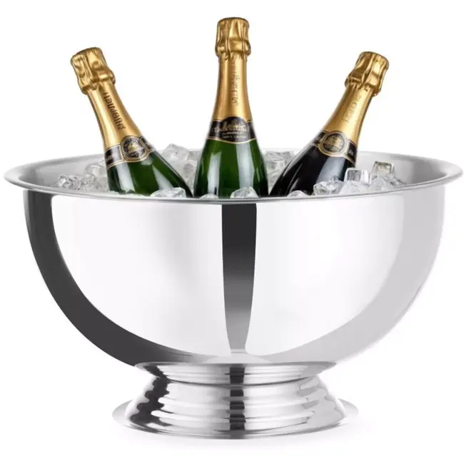 BarUp Champagnekoeler rvs 13 liter zilver, diameter 39,3 cm, hoogte 21,4 cm, voor horeca