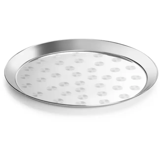 HENDI Serveerplateau - roestvast staal - geborsteld, vaatwasserbestendig - diameter 36 cm, hoogte 2,4 cm - zilverkleurig - horeca en catering