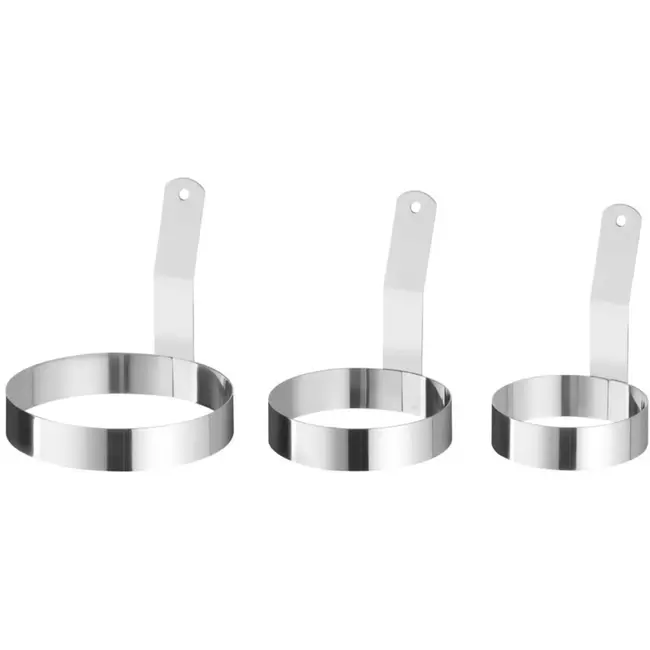 HENDI Eierring met lang handvat - rvs - ⌀88x(H)125mm - zilver - voor spiegeleieren