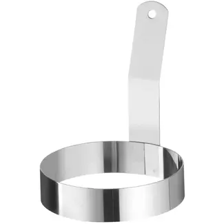 HENDI Eierring met lange handgreep - roestvast staal - 103 mm diameter, 125 mm hoog - zilver - voor perfect ronde eieren in koekenpan