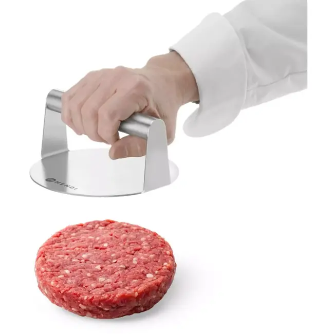 HENDI Hamburgerpers - rvs 18/8 - voor het persen van hamburgers, vaatwasmachinebestendig - diameter 16 cm x hoogte 7,8 cm - zilver - voor professionele keuken