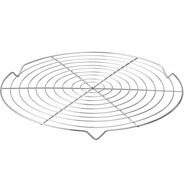 HENDI koelrooster voor taarten - roestvast staal - met geintegreerde poten, koelen en glazuren - diameter 32 cm x 2 cm hoog - zilverkleurig - voor taart en cake