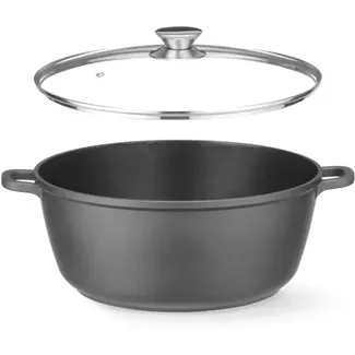 HENDI Braadpan - 7 liter - 367x290x(H)122 mm - gietaluminium - anti-aanbaklaag - zwart - geschikt voor gas, inductie, elektrisch, keramisch en oven