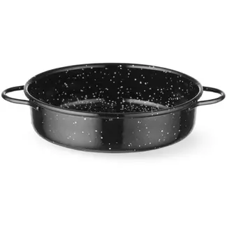 HENDI Braad- en serveerpan - koolstofstaal geemailleerd - 16 cm diameter, 4,5 cm hoog - zwart - geschikt voor gas, keramisch en elektrisch - vaatwasmachinebestendig
