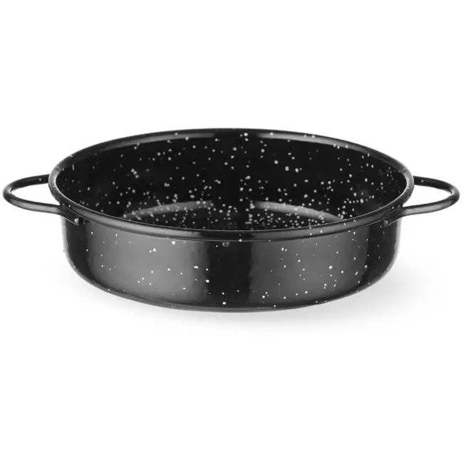 HENDI Braad- en serveerpan - koolstofstaal geemailleerd - 16 cm diameter, 4,5 cm hoog - zwart - geschikt voor gas, keramisch en elektrisch - vaatwasmachinebestendig