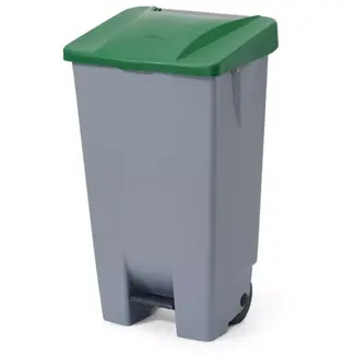 HENDI Afvalcontainer 120 liter met pedaalbediening - polypropyleen - 51x42,5x(H)87,5 cm - lichtgrijs - met wielen - voor horeca en keuken