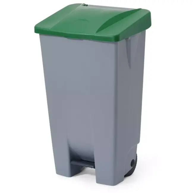 HENDI Afvalcontainer 120 liter met pedaalbediening - polypropyleen - 51x42,5x(H)87,5 cm - lichtgrijs - met wielen - voor horeca en keuken