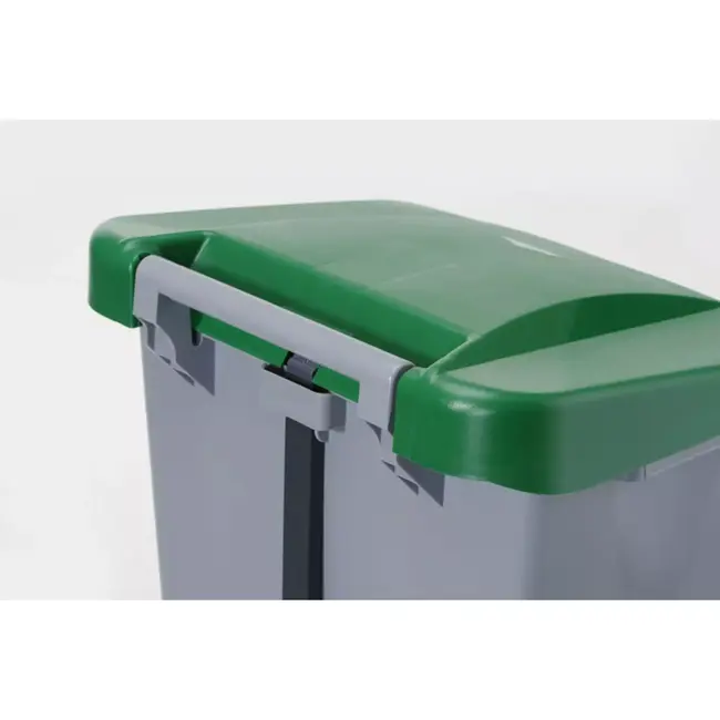 HENDI Afvalcontainer 120 liter met pedaalbediening - polypropyleen - 51x42,5x(H)87,5 cm - lichtgrijs - met wielen - voor horeca en keuken