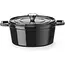 HENDI Braadpan gietijzer - geemailleerd - met deksel voor stoven en braden - 317x240x(H)105 mm - 3,7 liter - zwart - oven en inductie