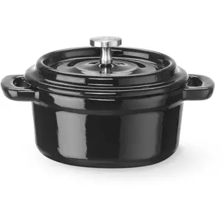 HENDI Braadpan - geemailleerd gietijzer - druipdeksel voor stoven en braden - 130x100x(H)48 mm, 0,27 liter - zwart - voor oven en inductie