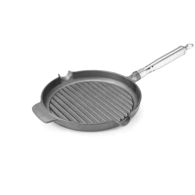HENDI Grillpan - gietijzer - ribbels en 2 schenktuiten - 39,8x26,5x4,8 cm - gas/inductie/oven