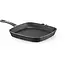 HENDI Grillpan - gietijzer - vierkant met schenktuit, ribbels en gietijzeren handgreep - 23 x 23 x (H)2,5 cm - zwart - voor vlees en groenten