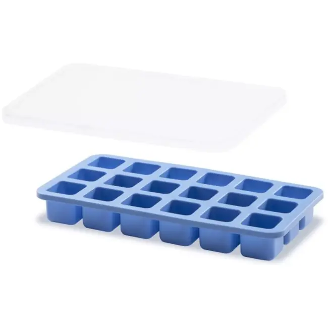HENDI IJsblokjesvorm met deksel - siliconen met polypropyleen deksel - 21,7 x 11,4 x 3,0 cm - blauw - 18 ijsblokjes (2,6 x 2,6 x 2,6 cm) - vriezer