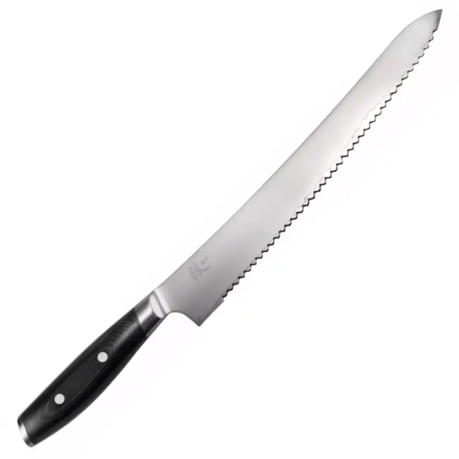 Yaxell Japans broodmes - VG10 roestvrij staal - gekarteld lemmet voor korst zonder pletten - 27 cm - zwart micarta - ideaal voor brood en gebak