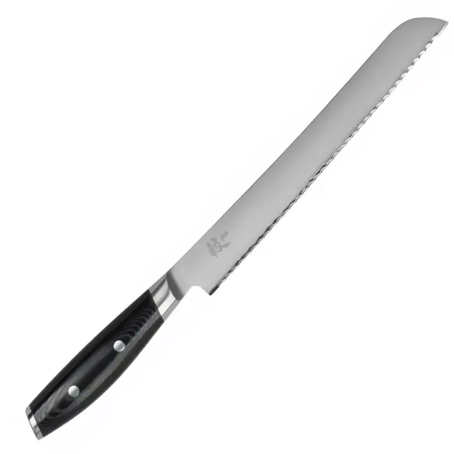 Yaxell Broodmes - 3-laags roestvrij staal - gekarteld lemmet - 23 cm - zwart - voor brood