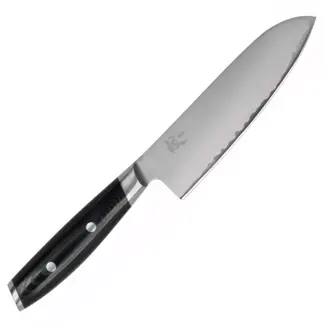 Yaxell santokumes 16,5 cm - 3-laags roestvrij staal met VG10 kern - zwarte vezellaminaat handgreep - voor snijden en hakken van groente, vlees en vis
