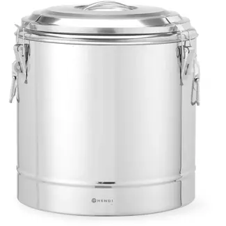 HENDI geïsoleerde transportcontainer - roestvast staal - diameter 40 cm, hoogte 44,5 cm - 31 liter - warmhouden en vervoeren - zilver - horeca