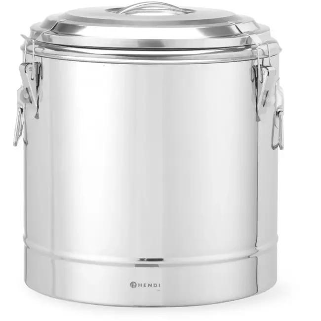 HENDI geïsoleerde transportcontainer - roestvast staal - diameter 40 cm, hoogte 44,5 cm - 31 liter - warmhouden en vervoeren - zilver - horeca