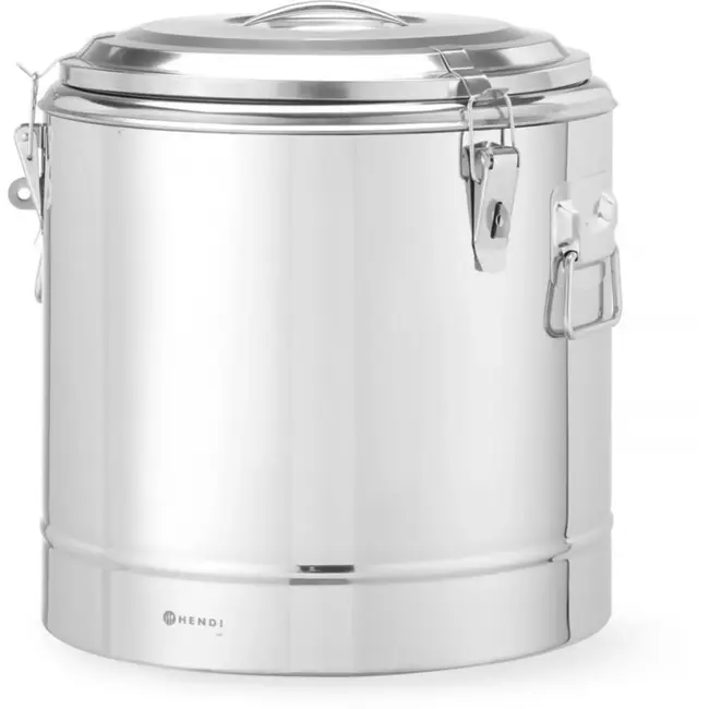 HENDI geïsoleerde transportcontainer - roestvast staal - diameter 40 cm, hoogte 44,5 cm - 31 liter - warmhouden en vervoeren - zilver - horeca