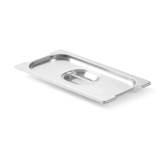 HENDI GN deksel 1/3 - roestvast staal 18/10 - handgreepuitsparing - 325x176 mm - zilvergrijs - voor GN containers - stapelbaar en vaatwasmachinebestendig