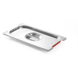 HENDI Gastronorm deksel GN 1/3 - roestvast staal met siliconen afdichting - handgreepuitsparing - 32,5 x 17,6 cm - zilverkleurig - voor GN 1/3 bakken