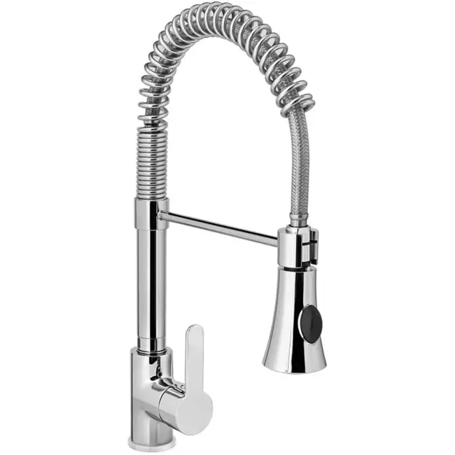 HENDI Spoelkraan - gepolijst rvs - uittrekbare douche en draaibare uitloop - hoogte 44,5 cm - zilver - montagegat 3 cm - voor wasstations