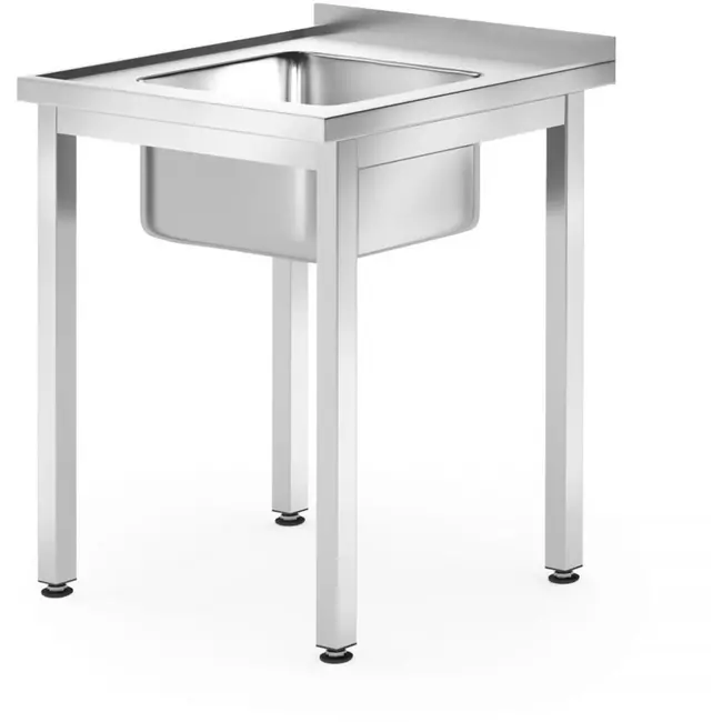 HENDI spoeltafel - roestvast staal - spoelbak in het midden, geschroefde constructie, met achteropstand - 60x60x85 cm - zilverkleurig - professionele keuken
