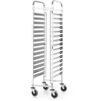 HENDI afruimwagen - roestvast staal - 15 niveaus voor gastronorm 1/1, 1/2, 1/3 - 38 x 55 x 170,5 cm - zilver - transport in horeca