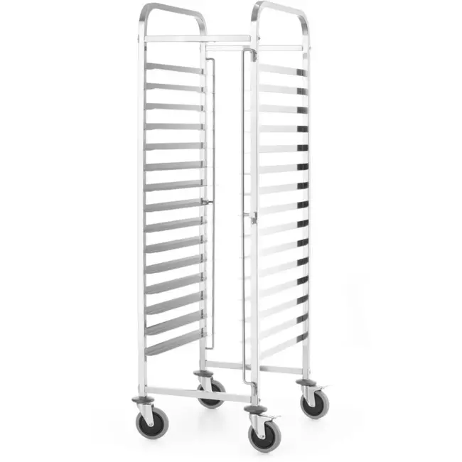 HENDI Afruimwagen roestvast staal - 15 niveaus voor transport van bakken 600x400 mm - 470x620x1735 mm - zilver - professionele keuken