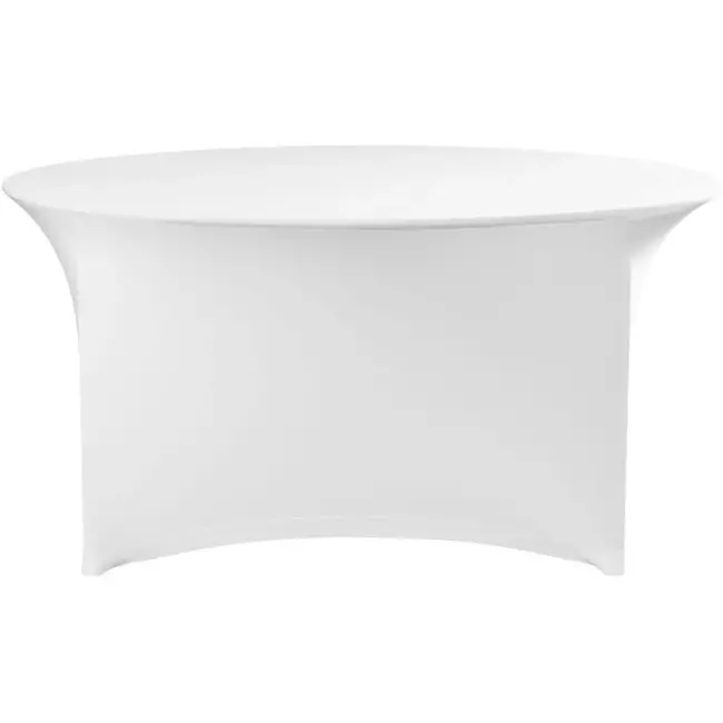 HENDI tafelhoes rond - effen tricot polyester met elasthaan - strijkvrij en machinewasbaar - diameter 150 cm x hoogte 76 cm - wit - voor horeca en evenementen