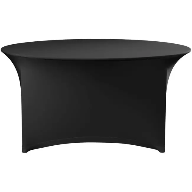 HENDI Tafelhoes rond - tricot 160 g/m2, polyester en elastaan - strijkvrij en machinewasbaar - diameter 150 cm, hoogte 76 cm - zwart - voor ronde tafels