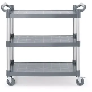 AmerBox serveerwagen - polypropyleen - 1010 x 500 x 960 mm - 3 bladen - grijs - met zwenkwielen met rem - horeca, serveren en transport