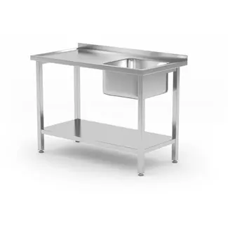 HENDI Spoeltafel rvs - spoelbak rechts, legplank - 100x60x85 cm - zilverkleurig - horeca