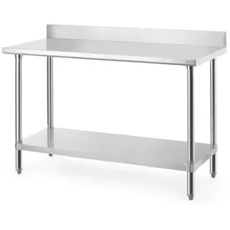 HENDI Werktafel - roestvast staal - met spatrand - 140x60x95 cm - zilver - professionele keuken