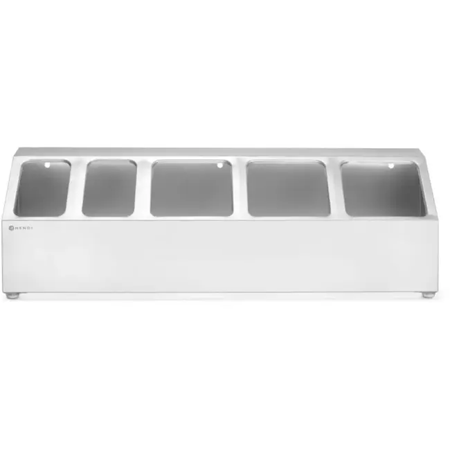 HENDI gastronormhouder - roestvast staal - 5 compartimenten, antislip en optionele wandmontage - 74,5 x 24,5 x 21,5 cm - zilverkleurig - voor gastronormbakken