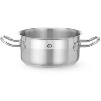 HENDI Lage kookpan - roestvast staal met aluminium kern - zonder deksel - diameter 16 cm x hoogte 8,1 cm - 1,5 liter - zilver - voor alle warmtebronnen, inductie