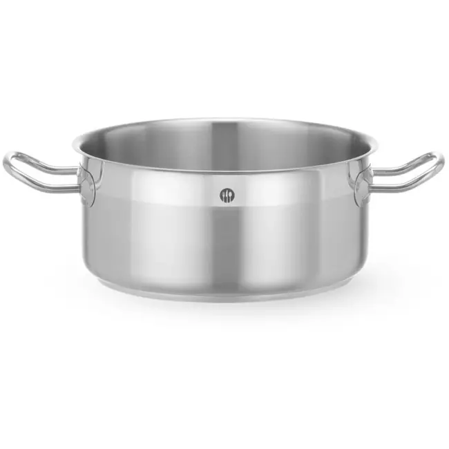 HENDI lage kookpan - roestvast staal - sandwichbodem, zonder deksel - diameter 24 cm x hoogte 11,2 cm - 4,7 liter - zilverkleurig - voor alle warmtebronnen