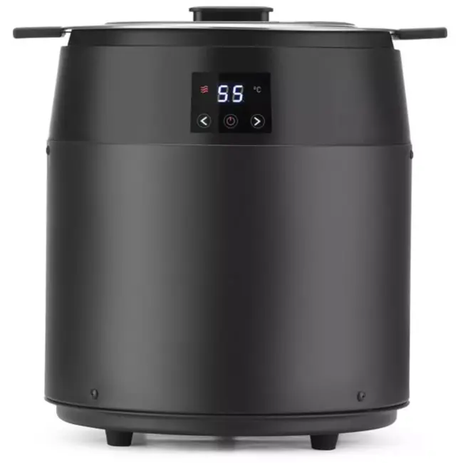 HENDI Elektrische soepketel 10 liter - roestvaststalen pan, koolstofstalen behuizing - zonder water - diameter 33 cm x hoogte 39,8 cm - zwart - voor soep en sauzen