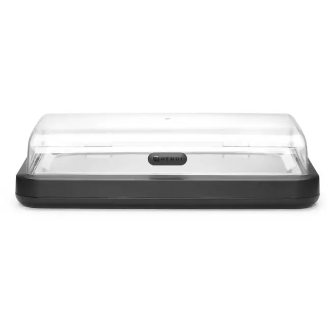 HENDI Koelopzetvitrine GN 1/1 - polypropyleen en rvs - 59,3x38,9x14,7 cm - zwart - voor buffet