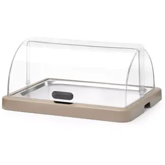 HENDI Koelvitrine met roldeksel - 46x35,5x22 cm - ABS, PET en rvs - beige - koelen voor buffet