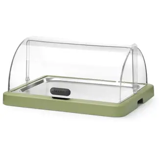 HENDI Koelvitrine met roldeksel - ABS behuizing, roestvaststalen plateau 40 x 30 cm - 46 x 35,5 x 22 cm - groen - met koelelementen - voor buffetpresentatie