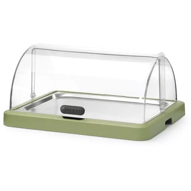 HENDI Koelvitrine met roldeksel - ABS behuizing, roestvaststalen plateau 40 x 30 cm - 46 x 35,5 x 22 cm - groen - met koelelementen - voor buffetpresentatie