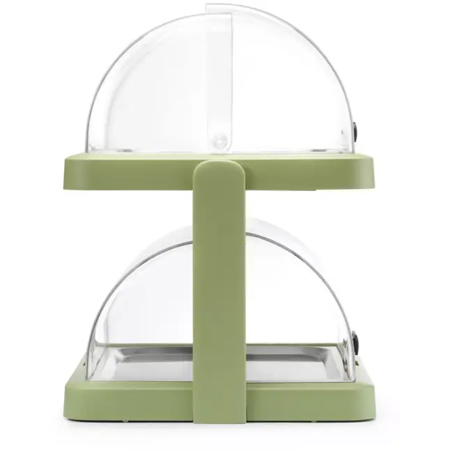 HENDI koelvitrine - ABS en PET - dubbel met roltopdeksel, 2-laags, koelen en presenteren - 48x35,5x48 cm - groen - voor buffet, met roestvaststalen schalen 40x30 cm