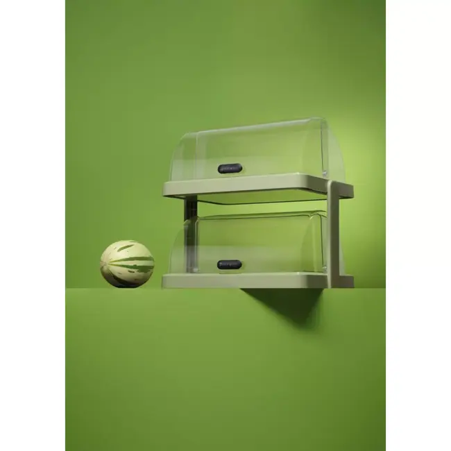 HENDI koelvitrine - ABS en PET - dubbel met roltopdeksel, 2-laags, koelen en presenteren - 48x35,5x48 cm - groen - voor buffet, met roestvaststalen schalen 40x30 cm