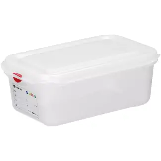 HENDI gastronormbak GN 1/4 - polypropyleen - 26,5x16,2x15 cm - transparant - luchtdicht, met deksel, stapelbaar - 4,3 liter - voedselopslag