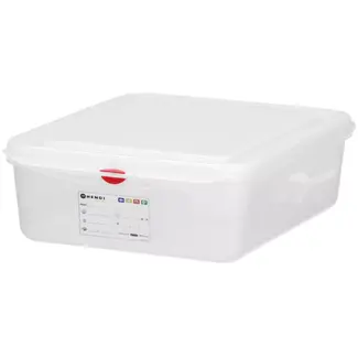 HENDI Gastronormbak GN 1/2 - polypropyleen - luchtdicht met deksel, stapelbaar - 32,5 x 26,5 x 10 cm - transparant - 6,5 liter - voedselopslag